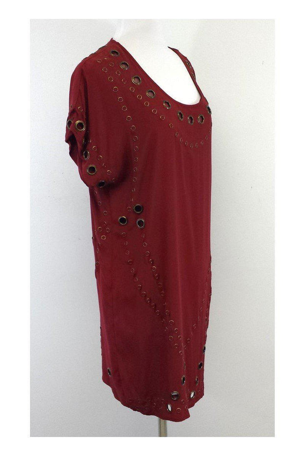 Current Boutique-Haute Hippie - Rust Silk Grommet Shift Dress Sz M