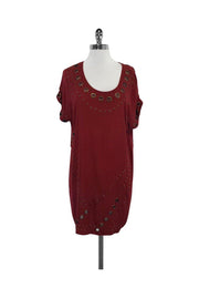 Current Boutique-Haute Hippie - Rust Silk Grommet Shift Dress Sz M