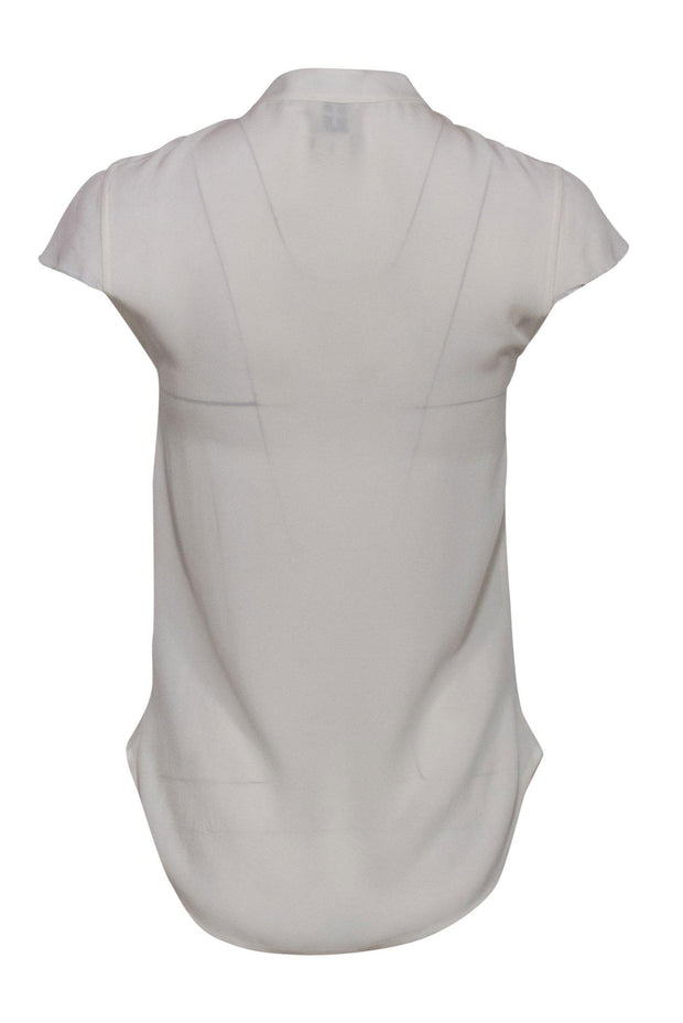 Current Boutique-Haute Hippie - White Blouse w/ Cap Sleeves & Black Pleated Bib Detail Sz S