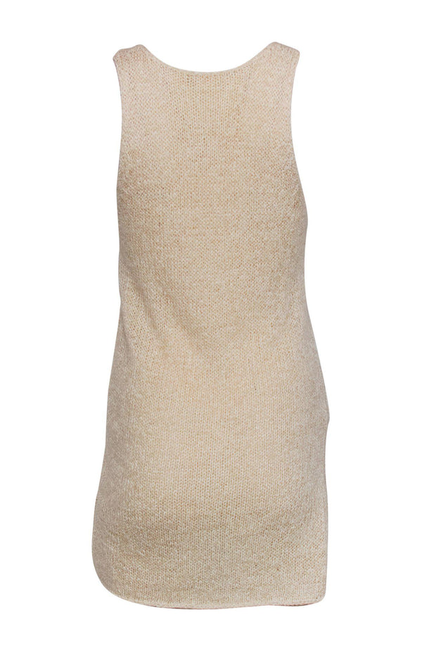 Current Boutique-Helmut Lang - Beige Knit Tank w/ Asymmetrical Hem Sz S