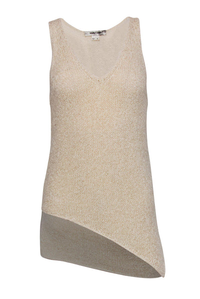 Current Boutique-Helmut Lang - Beige Knit Tank w/ Asymmetrical Hem Sz S