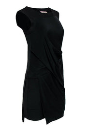 Current Boutique-Helmut Lang - Black Asymmetrical Midi Dress w/ Draping Sz S