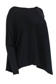 Current Boutique-Helmut Lang - Black Boat Neck Surplice Sleeve Top w/ Asymmetric Hem Sz S