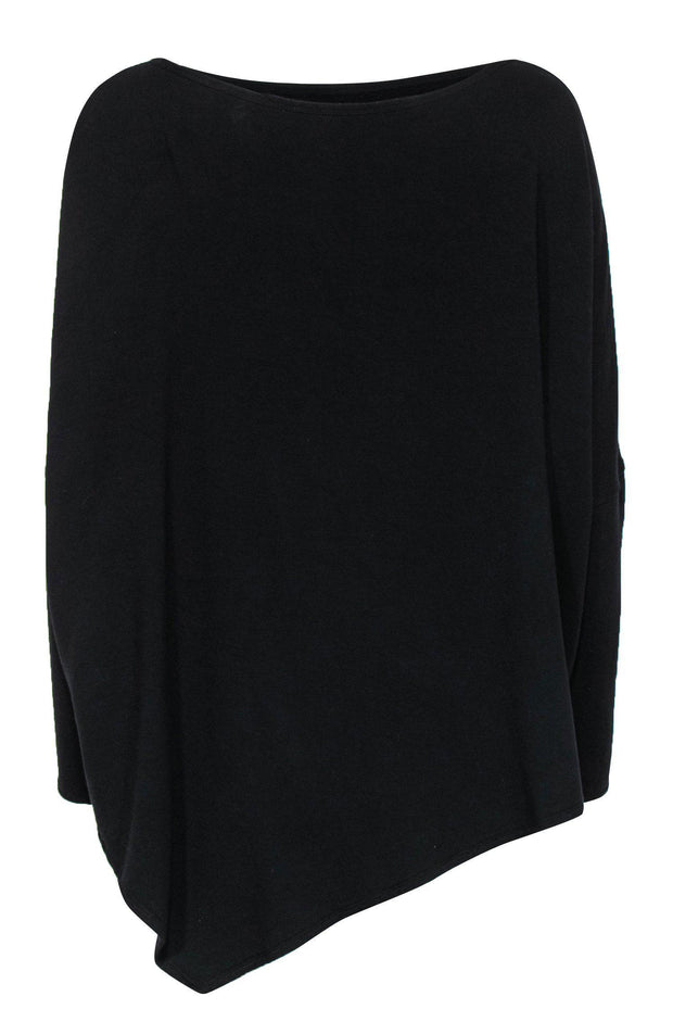 Current Boutique-Helmut Lang - Black Boat Neck Surplice Sleeve Top w/ Asymmetric Hem Sz S