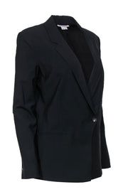 Current Boutique-Helmut Lang - Black Buttoned Blazer w/ Curved Opening Sz 8