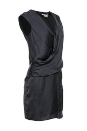 Current Boutique-Helmut Lang - Black Charcoal Satin Draped Dress Sz S