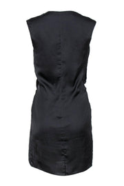 Current Boutique-Helmut Lang - Black Charcoal Satin Draped Dress Sz S