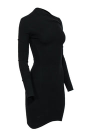 Current Boutique-Helmut Lang - Black Long Sleeve Bodycon Dress w/ Asymmetric Neckline Sz 0