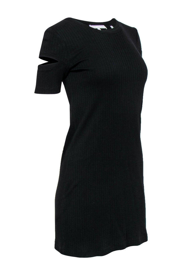 Current Boutique-Helmut Lang - Black Ribbed T-Shirt Dress w/ Cutouts Sz S