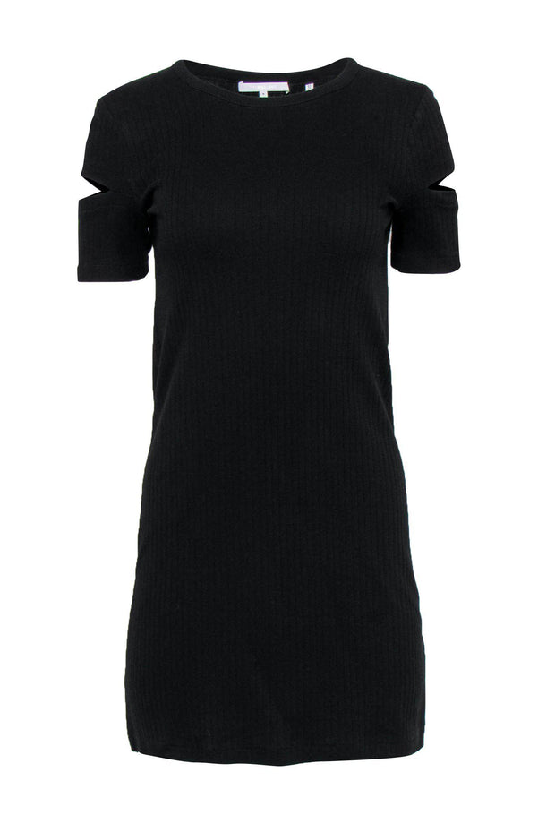 Current Boutique-Helmut Lang - Black Ribbed T-Shirt Dress w/ Cutouts Sz S