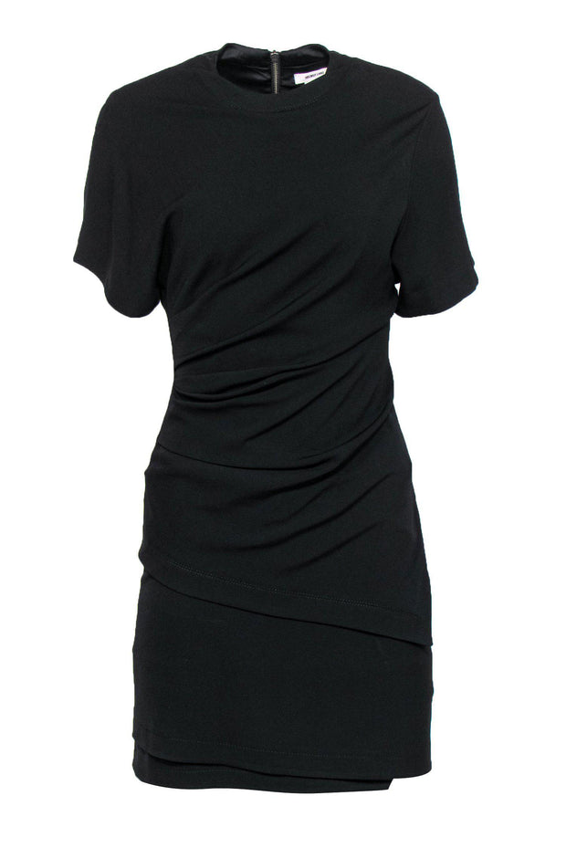 Current Boutique-Helmut Lang - Black Ruched Side Fitted T-Shirt Dress Sz 0