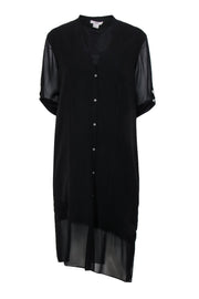 Current Boutique-Helmut Lang - Black Silk Three-Quarter Sleeve Shift Dress Sz L