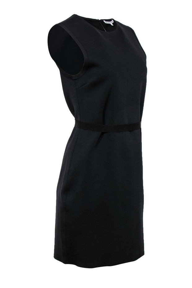 Current Boutique-Helmut Lang - Black Sleeveless Belted Neoprene Sheath Dress Sz M