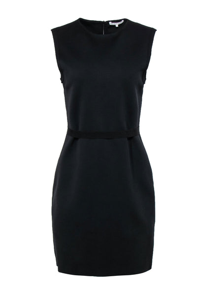 Current Boutique-Helmut Lang - Black Sleeveless Belted Neoprene Sheath Dress Sz M