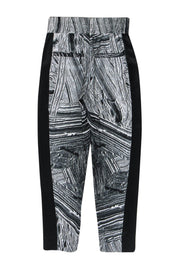 Current Boutique-Helmut Lang - Black & White Marbled Print Silk Joggers Sz S