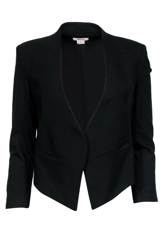 Current Boutique-Helmut Lang - Black Wool Collarless Blazer Sz 0