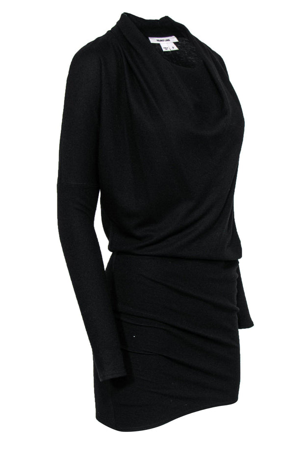 Current Boutique-Helmut Lang - Black Wool Cowl Neck Dress Sz P