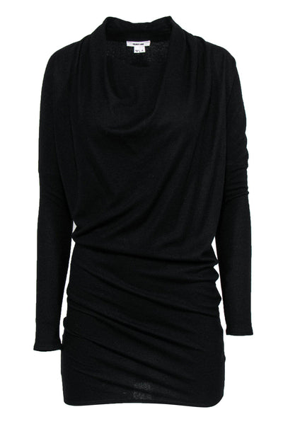 Current Boutique-Helmut Lang - Black Wool Cowl Neck Dress Sz P