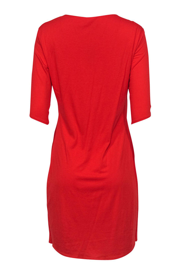 Current Boutique-Helmut Lang - Bright Tomato Red Faux Wrap Dress Sz L