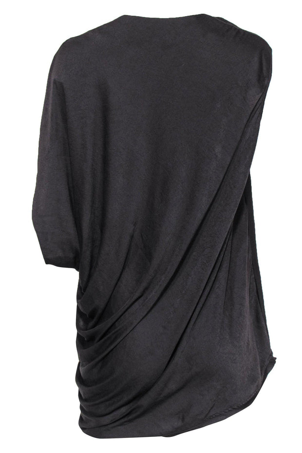 Current Boutique-Helmut Lang - Brown Satin Asymmetric Draped Top Sz M