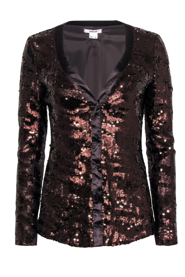 Current Boutique-Helmut Lang - Brown Sequin Button-Up Cardigan Sz 2