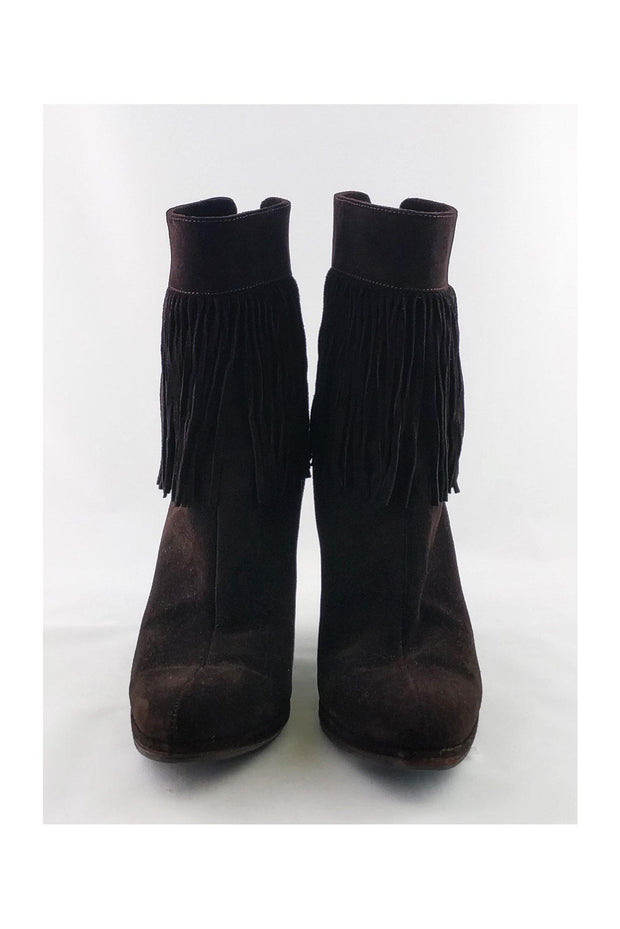 Current Boutique-Helmut Lang - Brown Suede Fringe Booties Sz 9