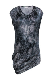 Current Boutique-Helmut Lang - Dark Grey Sheer Snakeskin Print Dress w/ Asymmetrical Hem Sz S