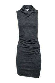 Current Boutique-Helmut Lang - Grey Draped Wool Sleeveless Dress Sz S