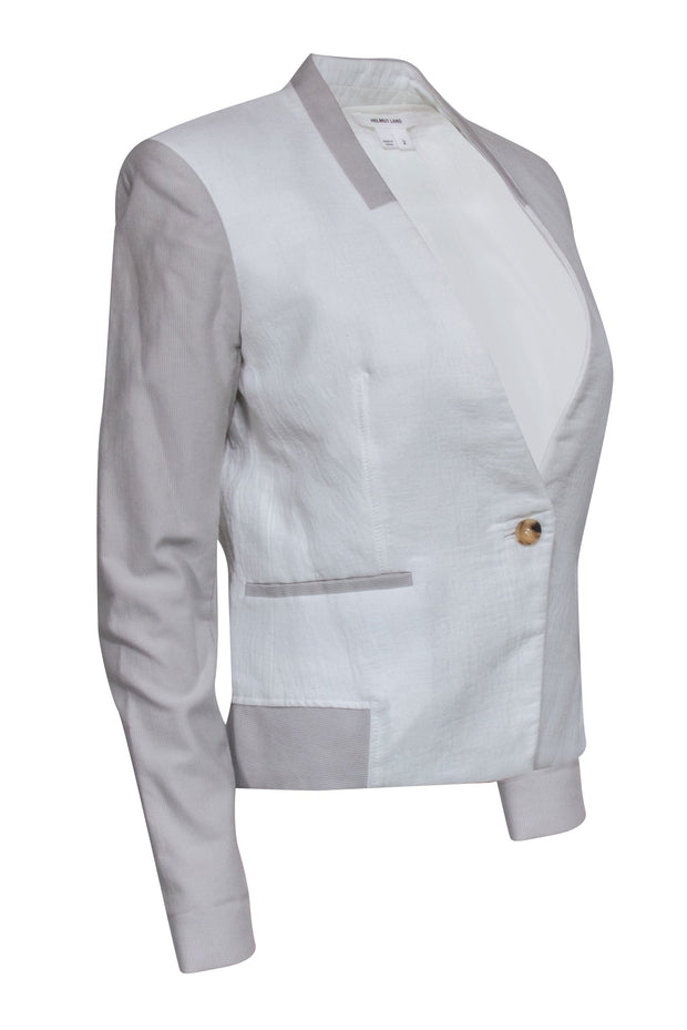 Current Boutique-Helmut Lang - Ivory & Beige Single Button Blazer Sz 2