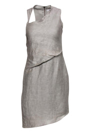 Current Boutique-Helmut Lang - Light Gray Linen Dress w/ Asymmetric Neckline Sz 2