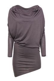 Current Boutique-Helmut Lang - Taupe Draped Cowl Neck Dress Sz S