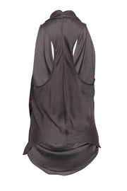 Current Boutique-Helmut Lang - Taupe Satin Tank Top w/ Draped V-Neck Silhouette Sz S