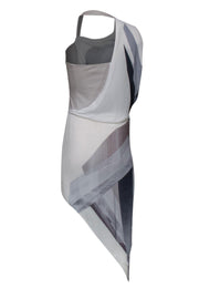 Current Boutique-Helmut Lang - White Leather Dress w/ Asymmetrical Silk Draping Sz 2