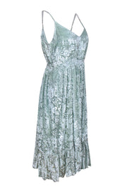 Current Boutique-Hemant & Nandita - Mint & Gold Floral Velvet Burnout Midi Dress Sz S