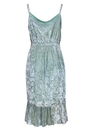 Current Boutique-Hemant & Nandita - Mint & Gold Floral Velvet Burnout Midi Dress Sz S