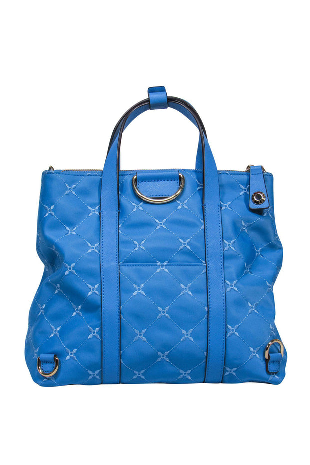 Current Boutique-Henri Bendel - Blue Embroidered Convertible Satchel