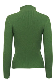 Current Boutique-Henri Bendel - Nepeta Green Ribbed Wool Blend Mock Neck Sweater Sz M