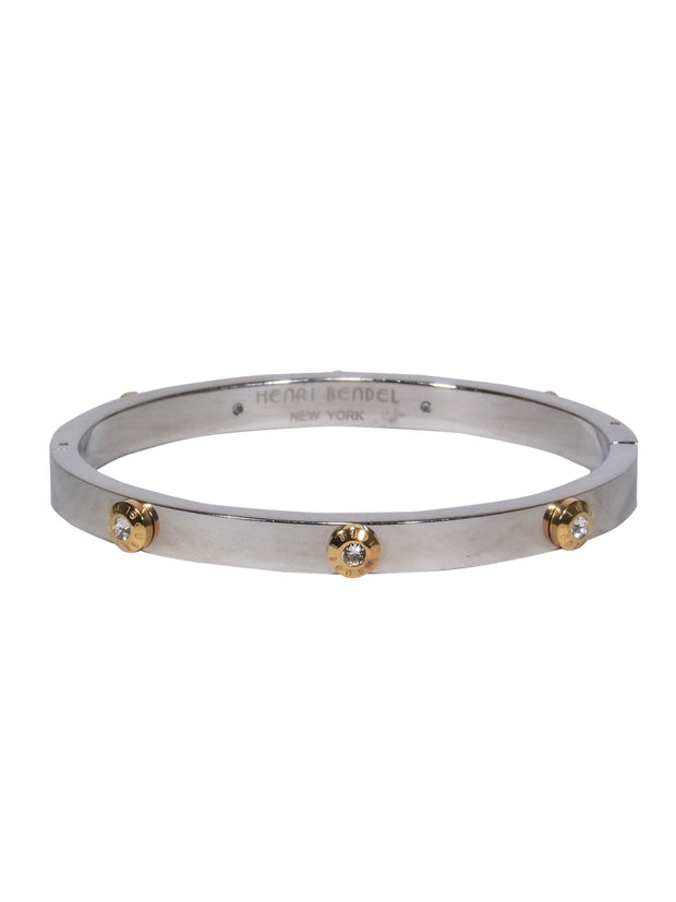 Current Boutique-Henri Bendel - Silver Studded Rhinestone Bangle Bracelet