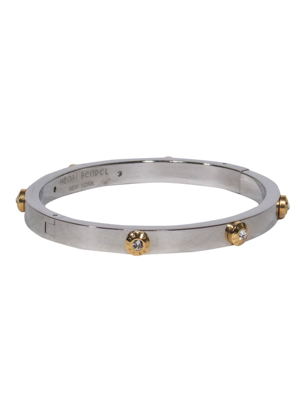 Current Boutique-Henri Bendel - Silver Studded Rhinestone Bangle Bracelet