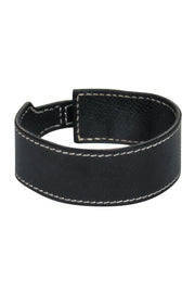 Current Boutique-Hermes - Black Leather "Artemis" Contrasting Stitched Bow Cuff Bracelet