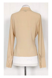 Current Boutique-Herve Leger - Beige Lace & Silk Blouse Sz 8