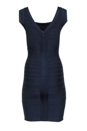 Current Boutique-Herve Leger - Navy Bandage V-Back Midi Dress Sz S