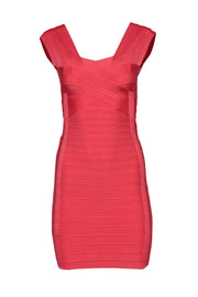 Current Boutique-Herve Leger - Peachy Pink Plunge Bandage Dress Sz S