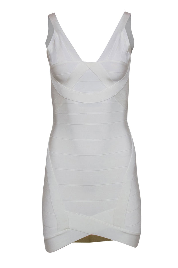 Current Boutique-Herve Leger - White Sleeveless Bandage Bodycon Dress Sz XS