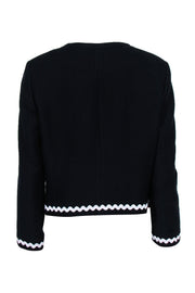 Current Boutique-Hobbs - Black Woven Cropped Jacket w/ Wavy Trim Sz 12