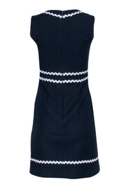 Current Boutique-Hobbs - Navy A-Line Dress w/ White Rick Rack Trim Sz 4