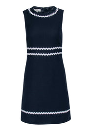 Current Boutique-Hobbs - Navy A-Line Dress w/ White Rick Rack Trim Sz 4