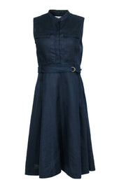 Current Boutique-Hobbs - Navy Sleeveless Belted A-Line Dress Sz 6