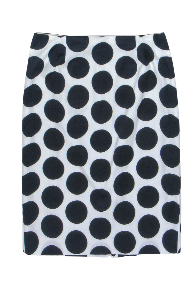 Current Boutique-Hobbs - White & Navy Polka Dot Pencil Skirt Sz 6