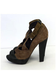 Current Boutique-Hoss Intropia - Taupe & Olive Suede Cutout Heels Sz 8